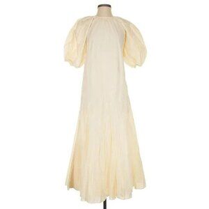 New Rhode Chloe 100% Cotton Puff Sleeve Open Back Maxi Dress Ecru Small $495